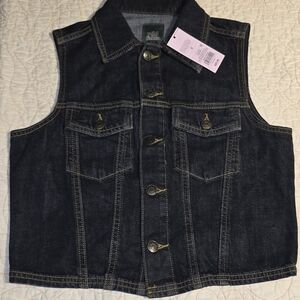 Women's S Denim Sleeveless Vest Y2K 90's Retro Vintage Inspired